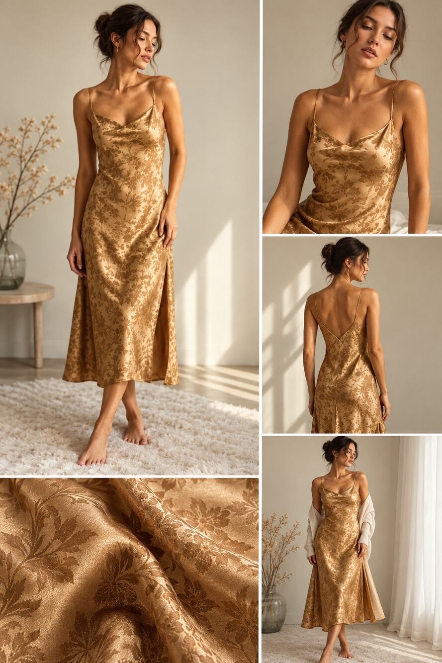 Stars Above Gold Satin Slip Dress Size Small